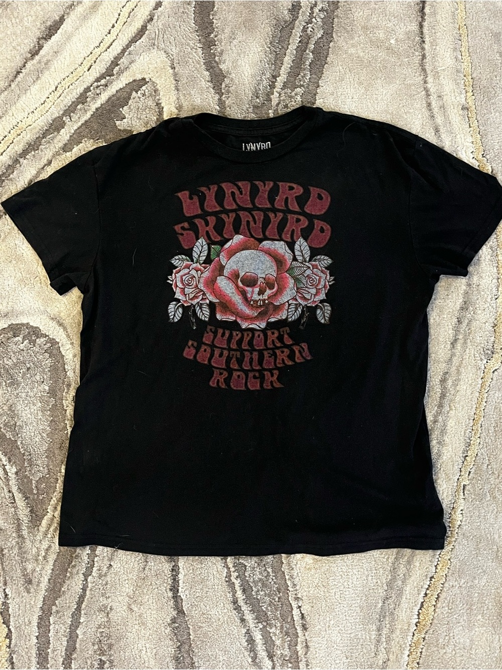 Target Black Lynyrd Skynyrd Graphic Tee with Red Rose Skull